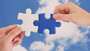 the sky with puzzle pieces cut out